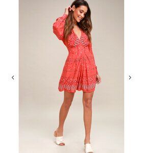 Free People Red Long Sleeve Dress
